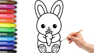 Drawing Bunny Easy for Kids  How to draw a Cute Bunny [upl. by Kiehl]