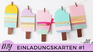 Einladungskarten selber basteln 1 – Kindergeburtstag  Birthday Invitations DIY – Tutorial  Eis [upl. by Aninep]