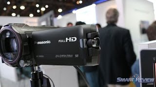 CES 2014  Panasonic HCW850K Full HD Camcorder Demonstration  WiFi amp NFC  W850 SmartReviewcom [upl. by Stanwin]