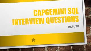 Capgemini SQLPLSQL Interview Questions [upl. by Capps]