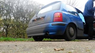 nissan micra 10 exhaust pops and flame [upl. by Ynaittirb]