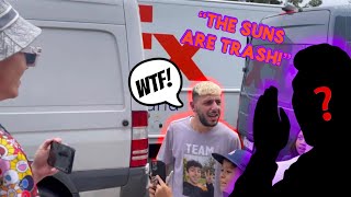 Fan tells Brawadis THE SUNS ARE TRASH FaZe Rug’s pop up event [upl. by Lyman]