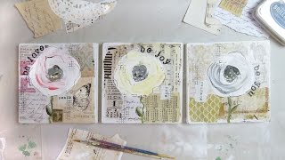 a trio of flowers  mixed media artwork using vintage papers [upl. by Eob]