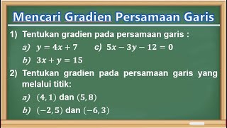 Cara Mudah Mencari Gradien Persamaan Garis [upl. by Marra]