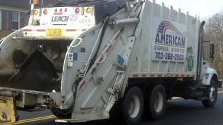 American Disposal Leach Rear Loader Collecting Recycling [upl. by Nnayrrehs]