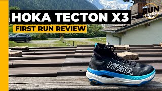 Hoka Tecton X 3 First Run Review Hoka brings PEBA to the trails [upl. by Colp]