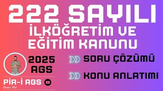 ags 222 SAYILI KANUN KONU ANLATIM amp SORU ÇÖZÜMÜ 1DERS quotTürk Milli Eğitim Sistemi Mevzuatı quot [upl. by Agemo]