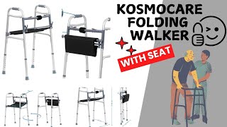 KosmoCare FOLDING WALKER WITH SEATLOAD BEARING 👈👍👌💯  KosmoCare aluminium walker seat amazon [upl. by Nelaf]