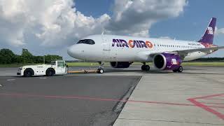 AirCairo A320neo gate arrivel to gate departure at Aarhus airport [upl. by Eyde]