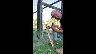 Straining a wire mesh fence [upl. by Carnay]