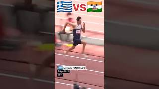 Greece🇬🇷vsIndia🇮🇳highspeedlongjump💪😈shorts youtubeshorts greece india highjump competition [upl. by Mauer]