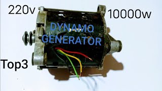 Top3 I turn dynamo into 220v 10000w electric generator use super magnet free energy generator [upl. by Canute]