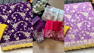 👑🥳Tusser Silk Embroidery Sarees ampVissco Gold Zari Sarees New Collections🥳👑 [upl. by Hakan]