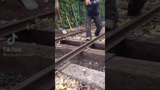 Guys hammering railroad track makes a sick beat shorts [upl. by Lemay]