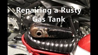 Removing Rust from Inside of a Motorcycle Gas Tank  Cheap [upl. by Lemrahc]