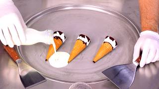 ASMR  How to Make Cornetto Ice Cream Cone to Ice Cream Rolls  Satisfying amp Delicious no talking [upl. by Drofxer269]