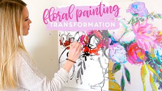 Acrylic Abstract Floral Painting Transformation [upl. by Flinn]