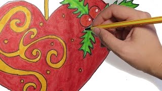 COMO DIBUJAR UN CORAZON NAVIDEÑO FACIL PASO A PASO hermoso a color [upl. by Shelbi]