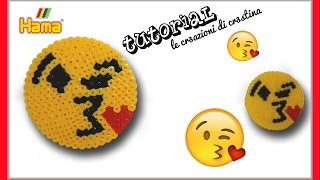 Emoticon Whatsapp BACIOKISS con Hama beadsPerlerPyssla  Tutorial San Valentino [upl. by Ezzo]