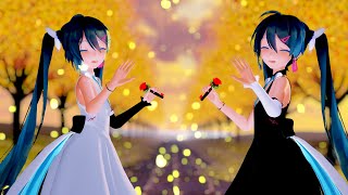 【MMD】ふたりのミクさんで『Yellow Liveバージョン』「Hatsune MikuSour式改変初音ミク Euphonie」 [upl. by Nylqcaj719]