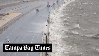 Howard Frankland Bridge seeing high waves as Hurricane Helene strengthens [upl. by Harahs]