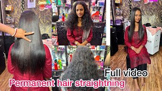 permanent hair straightning 🙌✌️rebonding technique full video shortsfeed straightening [upl. by Nosinned]