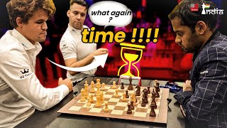 Magnus Carlsen thinks for 64 seconds in a 3minute blitz game  Magnus vs Arjun  World Blitz Team [upl. by Euqinot952]