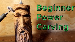 Wood spirit Dremel Power carving for beginners Long nose Short nose [upl. by Shurlock]