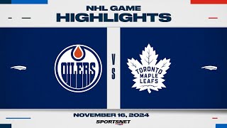 NHL Highlights  Oilers vs Maple Leafs  November 16 2024 [upl. by Enahc]