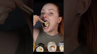 Mukbang with my homemade Sushi Rolls ASMR [upl. by Alleber]