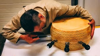 Opening 80Lb Cheese Wheel in Italy 🧀🇮🇹 [upl. by Pellet]