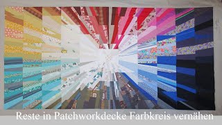 Patchworkdecke Farbkreis nähen  Stoffreste verwenden [upl. by Chane]