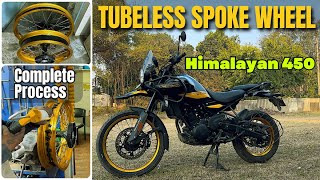 New HIMALAYAN 450 with Tubeless Spokes Wheel  Tube to Tubeless Conversion  WAY2SPEED Kit [upl. by Ordisy]