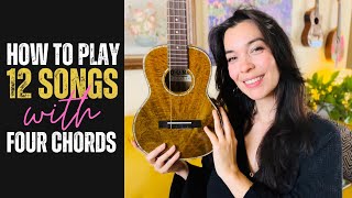 How To Play 12 Songs with 4 Easy Ukulele Chords [upl. by Aelber]