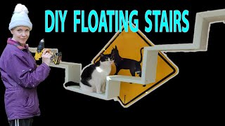 StepbyStep Guide to Cat Floating Stairs Project  Home or Catio🐱 [upl. by Dumm]