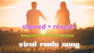 rang sunhara yah kisne bikhraya  rang sunhara yah kisne bikhraya slow slowed reverb  reels song [upl. by Sirromal]