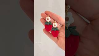 Strawberry clay earrings shortviral viral shorts trending ploymerclay PaintellectualPriyA [upl. by Eneryc]