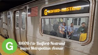 BedfordNostrand bound G train leaves Metropolitan Avenue [upl. by Eesac]