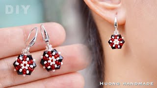 DIY Quick and easy to make beaded earrings for beginners Beading tutorial [upl. by Fransen]