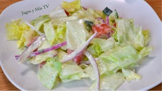 Ensalada Pepino tomate y lechuga con un aderezo riquisímo casero fácil de hacer [upl. by Campos186]