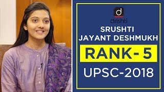 UPSC Topper Mock Interview Srushti Jayant Deshmukh Rank 5 CSE 2018 [upl. by Annael85]