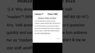 Class 10th English Chapter Madam Rides The Bus question number 4  youtubeshorts shorts [upl. by Dreeda]