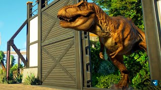 Epic Dino Battle TRex vs Allosaurus vs Baryonyx amp Albertosaurus  Jurassic World Evolution 2 [upl. by Smoht]