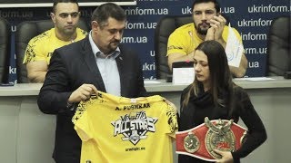 Andrey Pushkar’s family receives his Champion’s Belt News about Oleg Zhokh [upl. by Yhtomit339]