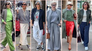 Fall outfit fashion 2024 over 506070Fall fashion for Natural older women over 50 🎀👗 [upl. by Yanahs302]