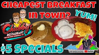 Chubby’s Restaurant  Home Cooking in Sevierville TN  Cheap Eats Breakfast in the Smokies [upl. by Adniroc]