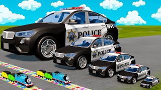 Big amp Small Police Cars with Slide Color and Portal Trap  Police Chase vs Cars  BeamNGDrive [upl. by Yahiya174]