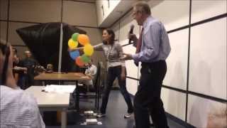 Levitating amp spinning balloon ring at SonS2013 by physics teachers from Poland [upl. by Kano61]