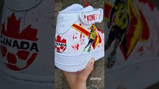 How to custom hand paint Nike AF1 sneakers  Watford FC Ismael Kone design [upl. by Haldis]