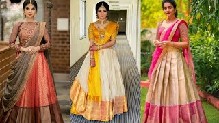 South Indian Lehenga Choli Designs🥰New Silk Lehenga Designs😍 [upl. by Adlemi]